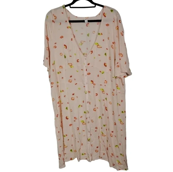 Bp Pink Apricot Floral A-Line Mini Dress in Plus Size 3x NWOT - Picture 2 of 8